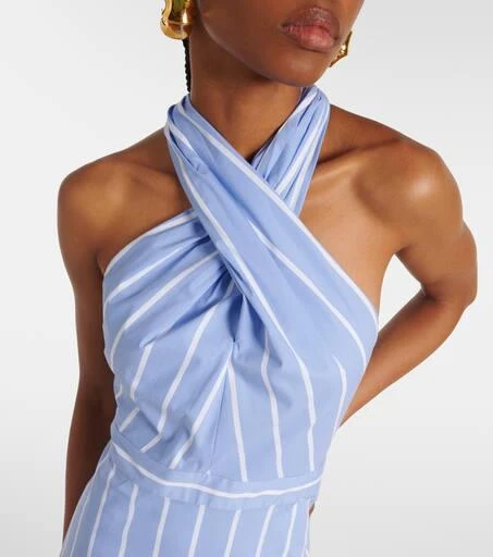 VERONICA BEARD Baylee striped poplin midi dress 4