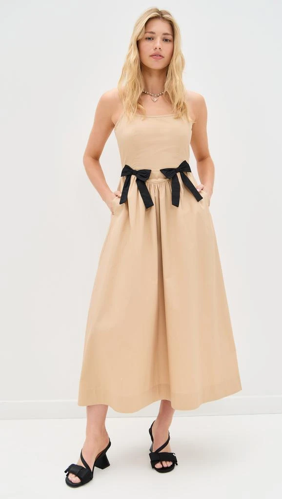 Moon River Sleeveless Square Neck Midi Dress with Contrast Ribbon 1