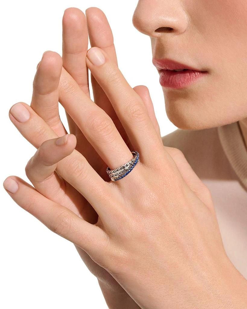 John Hardy Sterling Silver Essentials Blue Sapphire Pavé Crossover Ring 2