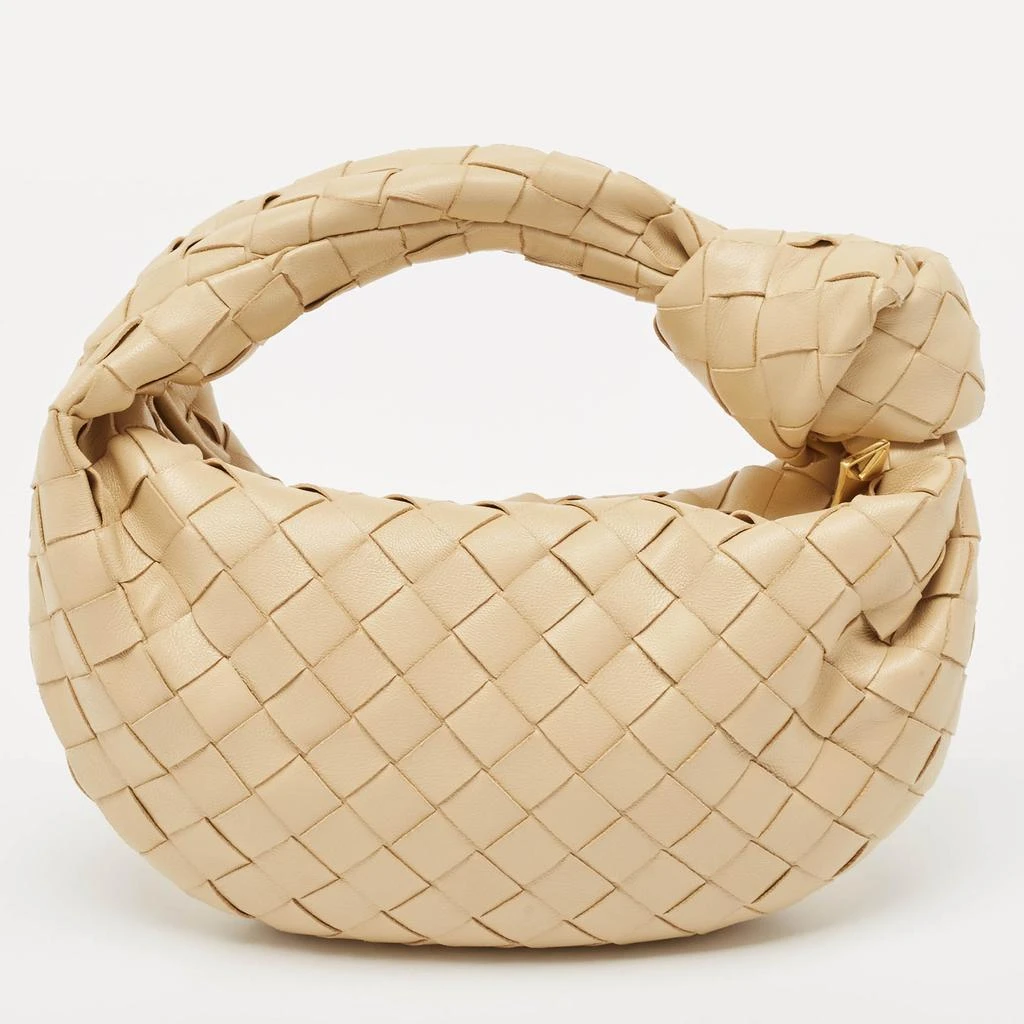 Bottega Veneta Bottega Veneta Beige Intrecciato Suede Mini Jodie Hobo 4
