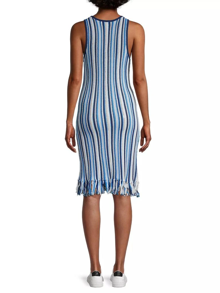 White + Warren Sleeveless Striped Crochet Midi-Dress 5