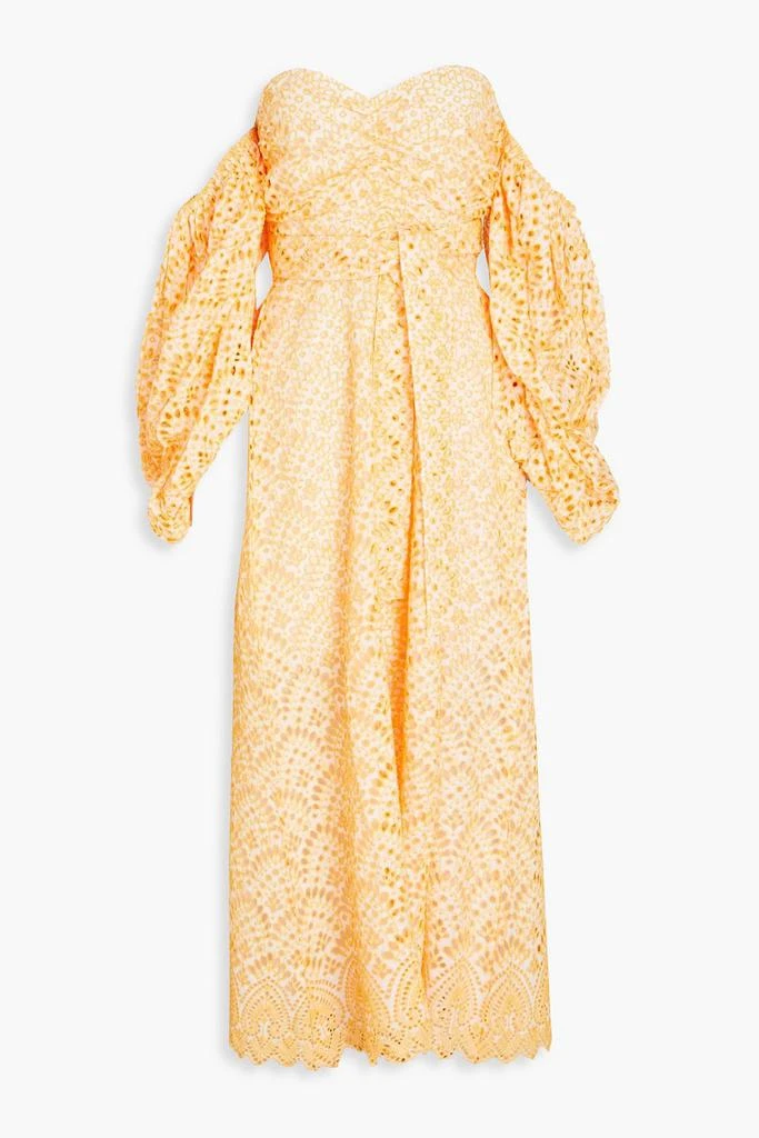 SUNDRESS Lia off-the-shoulder broderie anglaise cotton midi dress 1