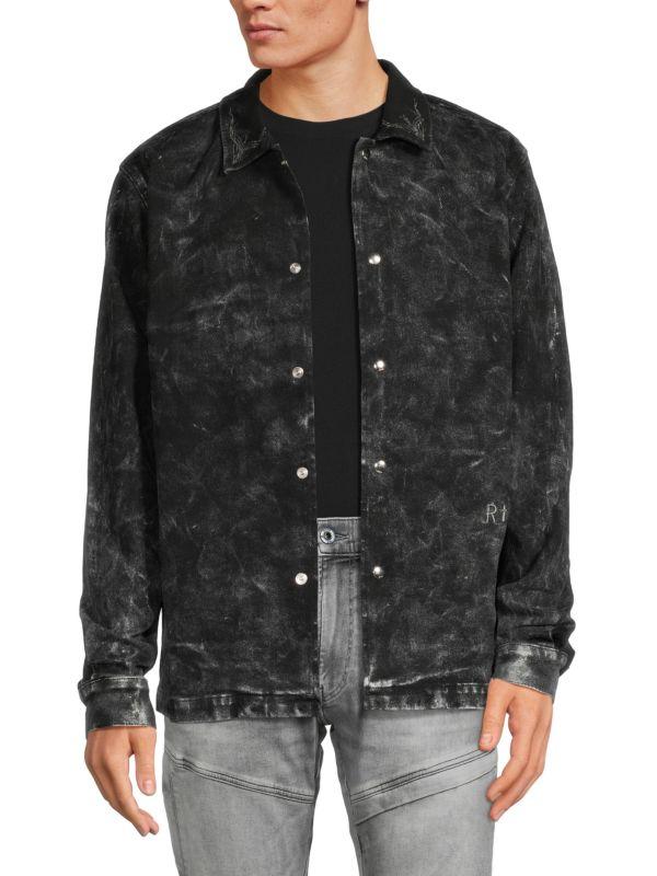 RTA Denim Tie online Dye Button Down Oversized Long Sleeve Shirt