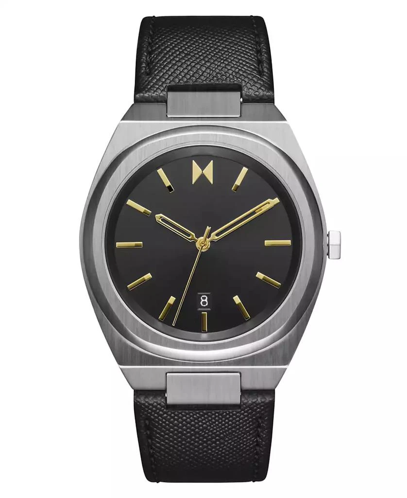 MVMT Men's Odyssey II Black Leather Strap Watch 1