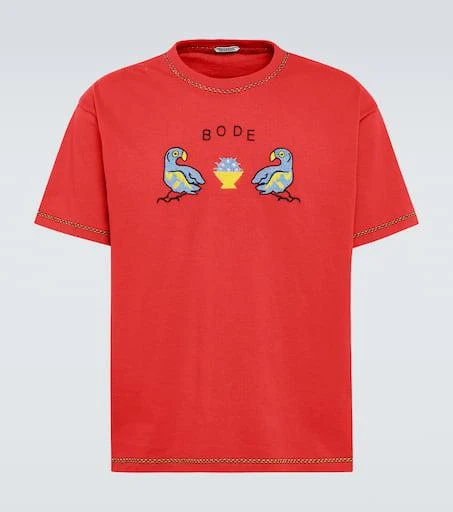 BODE Twin Parakeet embroidered cotton T-shirt 1