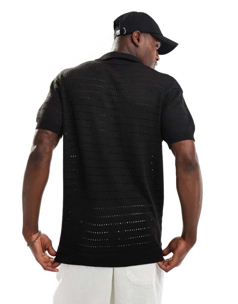 South Beach South Beach oversized knit beach polo in black 3