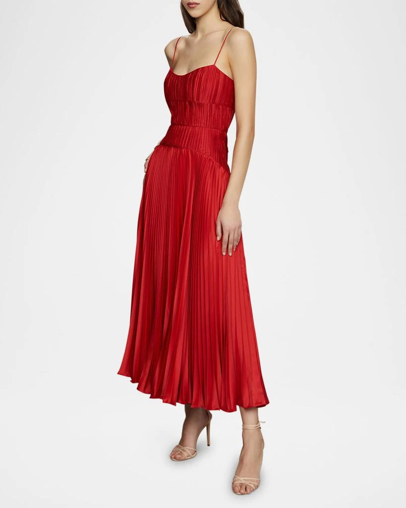AMUR Cherry Pleated Drop-Waist Midi Dress 2