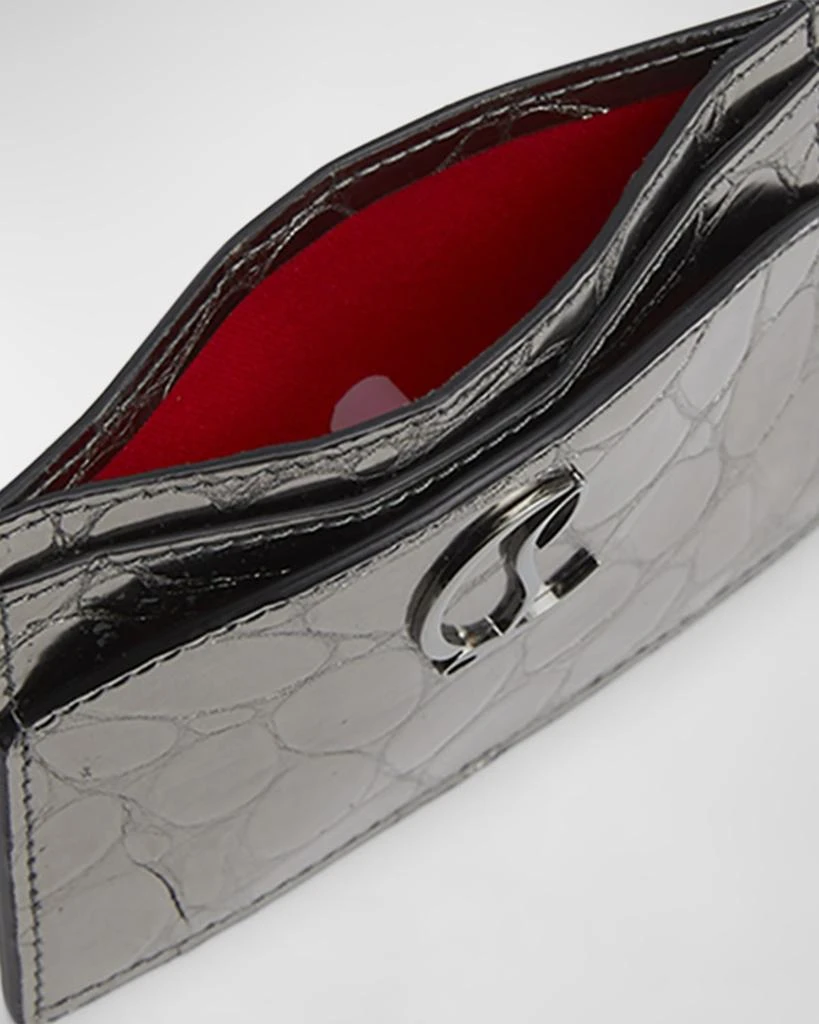 Christian Louboutin Loubi54 Card Holder in Croc-Embossed Leather 3