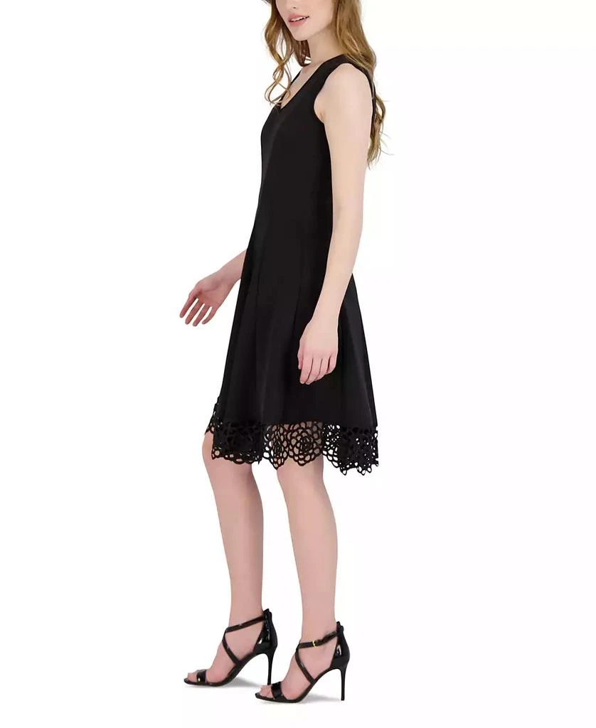 Donna Ricco Donna Rico Women's Sleeveless Lace-Hem Knit Dress 2