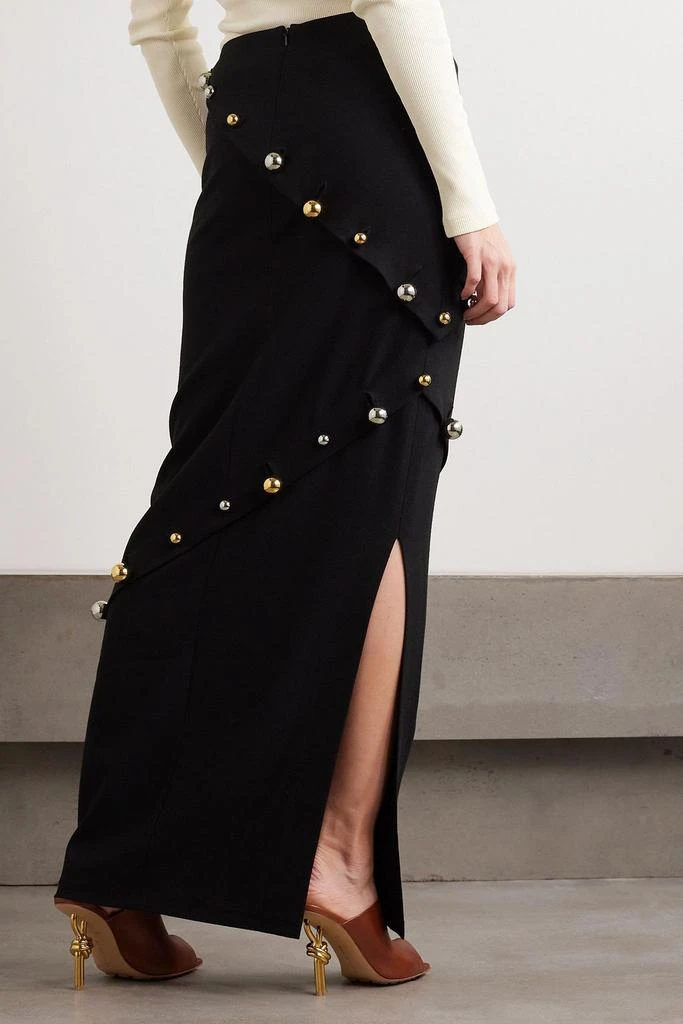 A.W.A.K.E. Mode Octopus button-embellished ribbed wool-blend maxi skirt 3