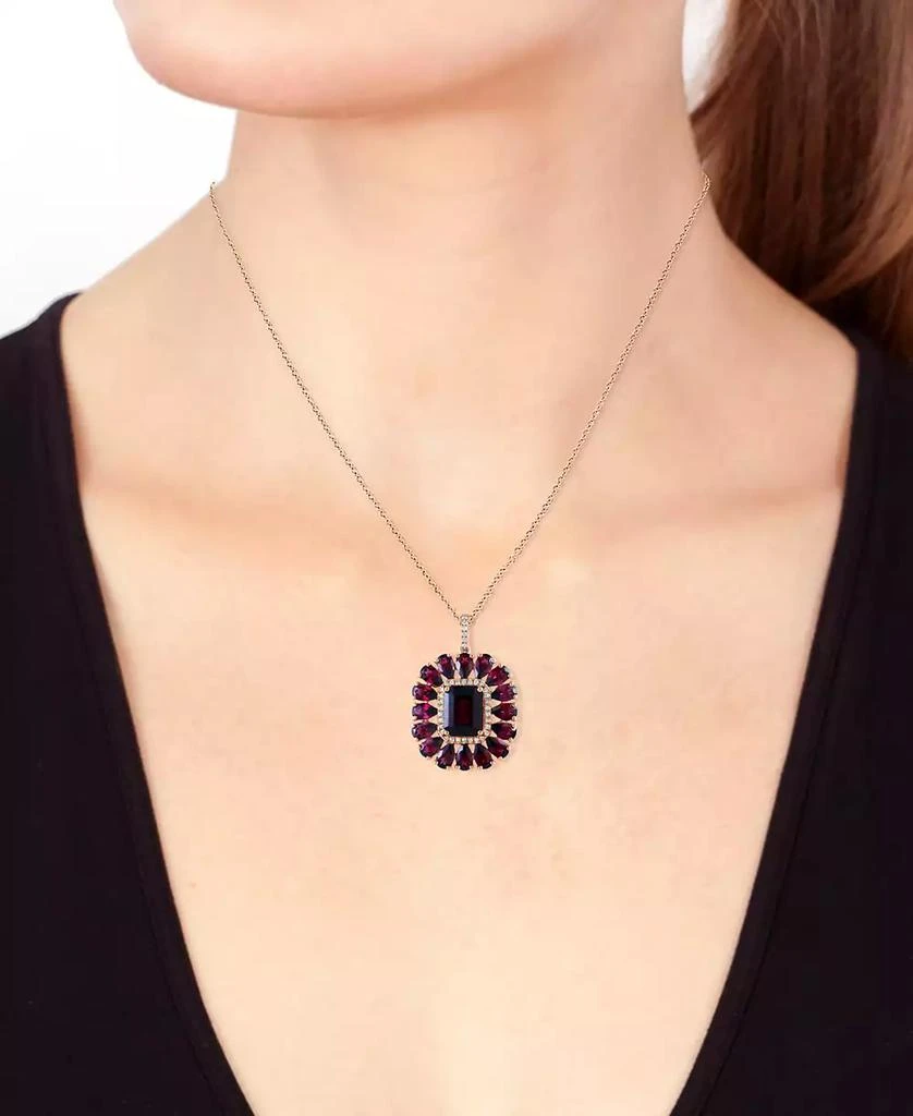 Effy EFFY® Rhodolite (7-1/5 ct. t.w.) 
Diamond (1/6 ct. t.w.) Halo 18" Pendant Necklace in 14k Rose Gold 2