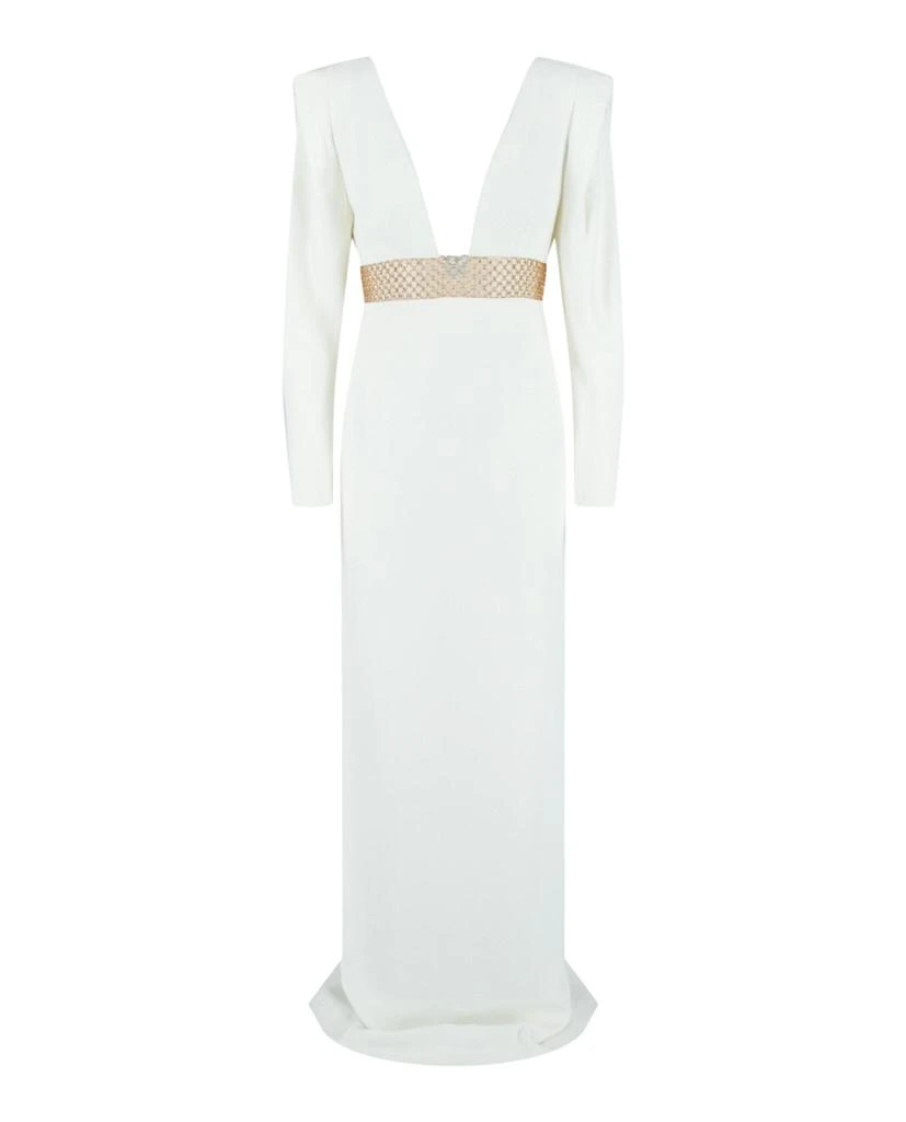 Stella McCartney Long Sleeve Plunging-Neck Gown
