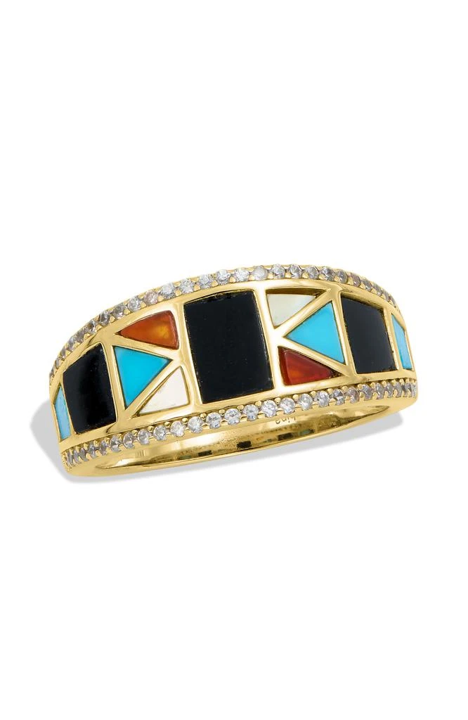 Savvy Cie Jewels GOLD PLATED OVER STERLING SILVER WITH GENUINE GEMSTONE RING 1