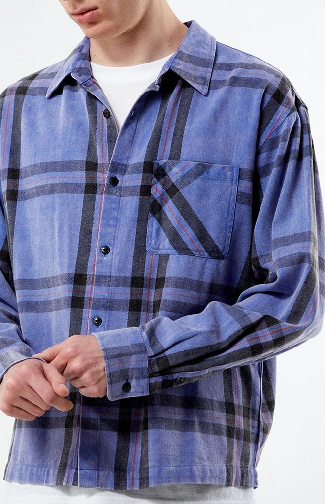PacSun Blue Washed Cropped Flannel Shirt 2