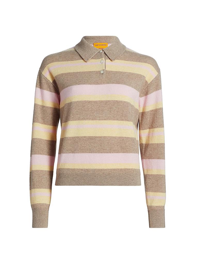 Guest in Residence Collegiate Striped Cashmere Polo Shirt