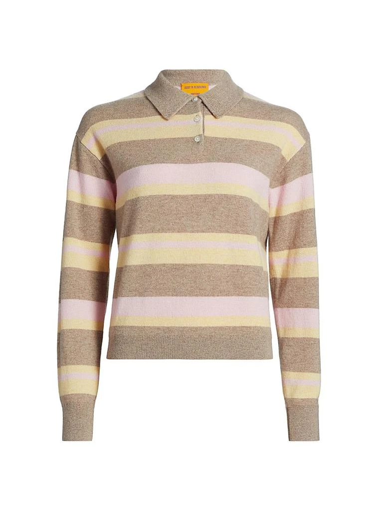 Guest in Residence Collegiate Striped Cashmere Polo Shirt 1