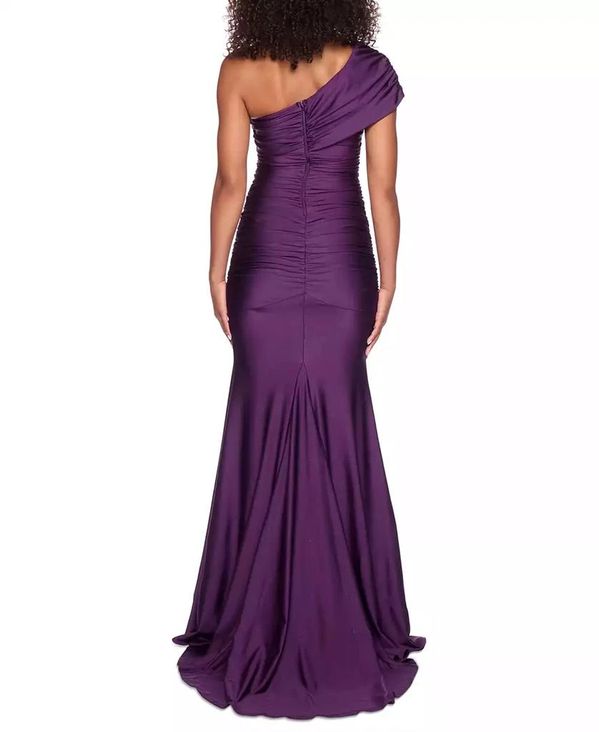 B Darlin Juniors' One-Shoulder Draped Floor-Sweeping Gown 6