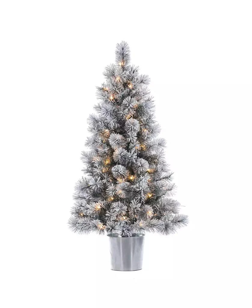 Sterling 4.5-Foot High Flocked Pre-lit Mixed Needle Boise Pine in Silver Bucket 2