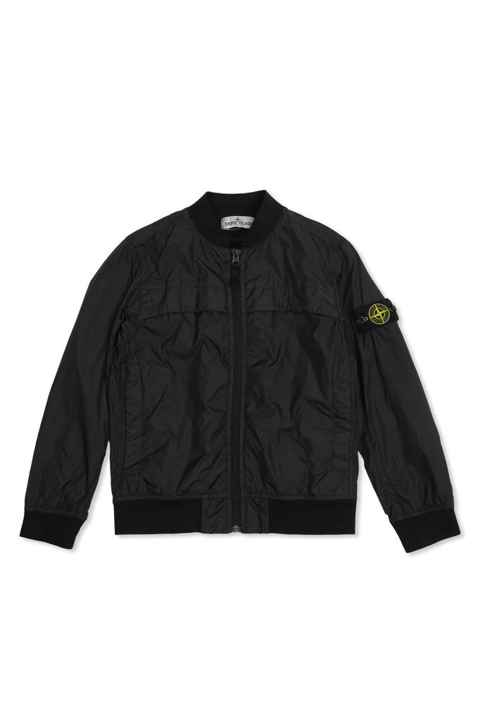Shop Stone Island Junior Logo Patch Zip-Up Jacket on Sale at