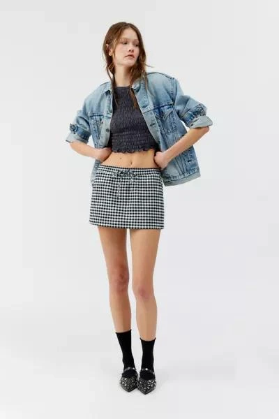 Urban Renewal Urban Renewal Remnants Gingham Drawstring Mini Skirt 3