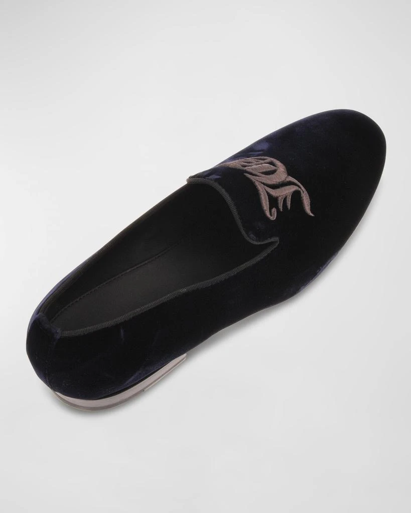 John Galliano Paris Men's Velvet Monogram Smoking Slippers 3