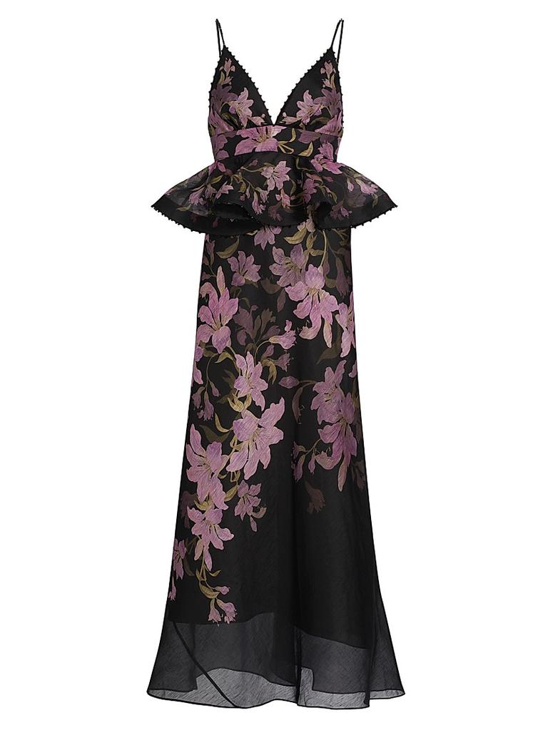 送料込/関税込■ZIMMERMANN■Dawning 花柄リネン&シルク ガウン Zimmermann Dawning Floral Linen-Silk Minidress | Saks Fifth