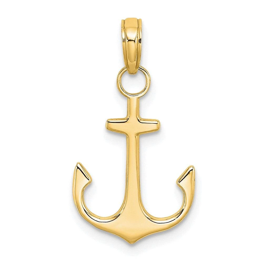 Diamond2Deal 14K Gold 2-D Polished Anchor Charm Pendant