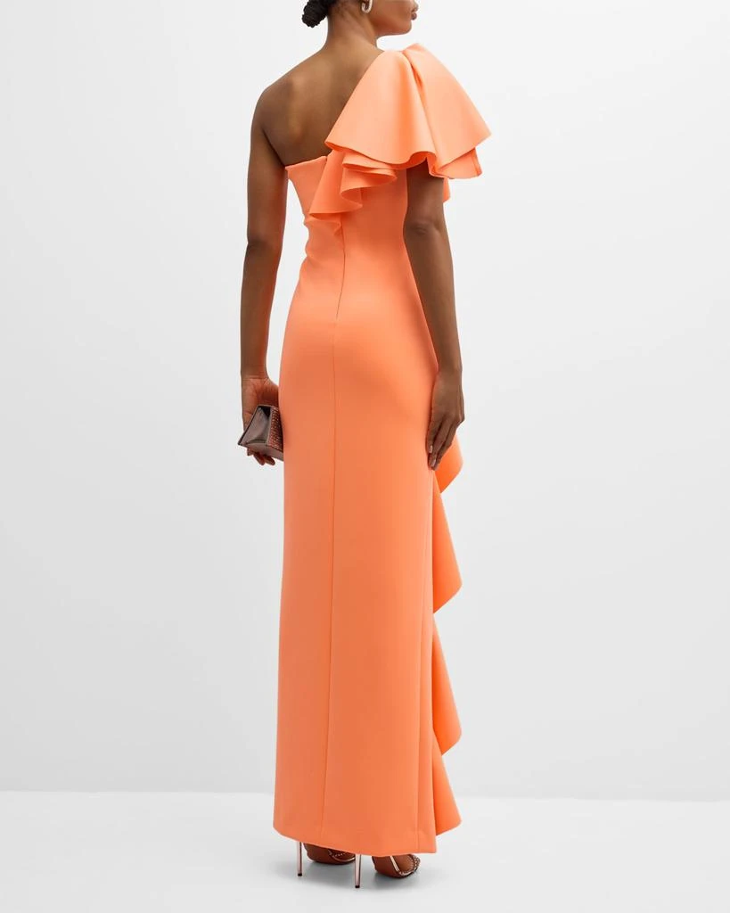 Black Halo Percy One-Shoulder Ruffle Column Gown 5