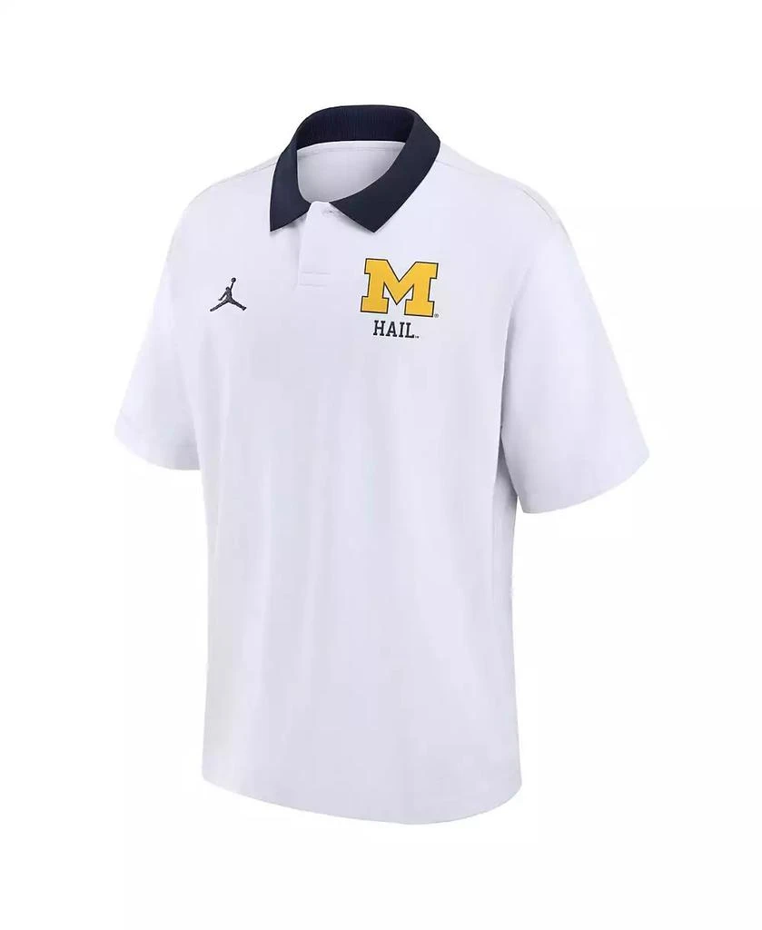 Jordan Men's White Michigan Wolverines Jersey Polo Shirt 3