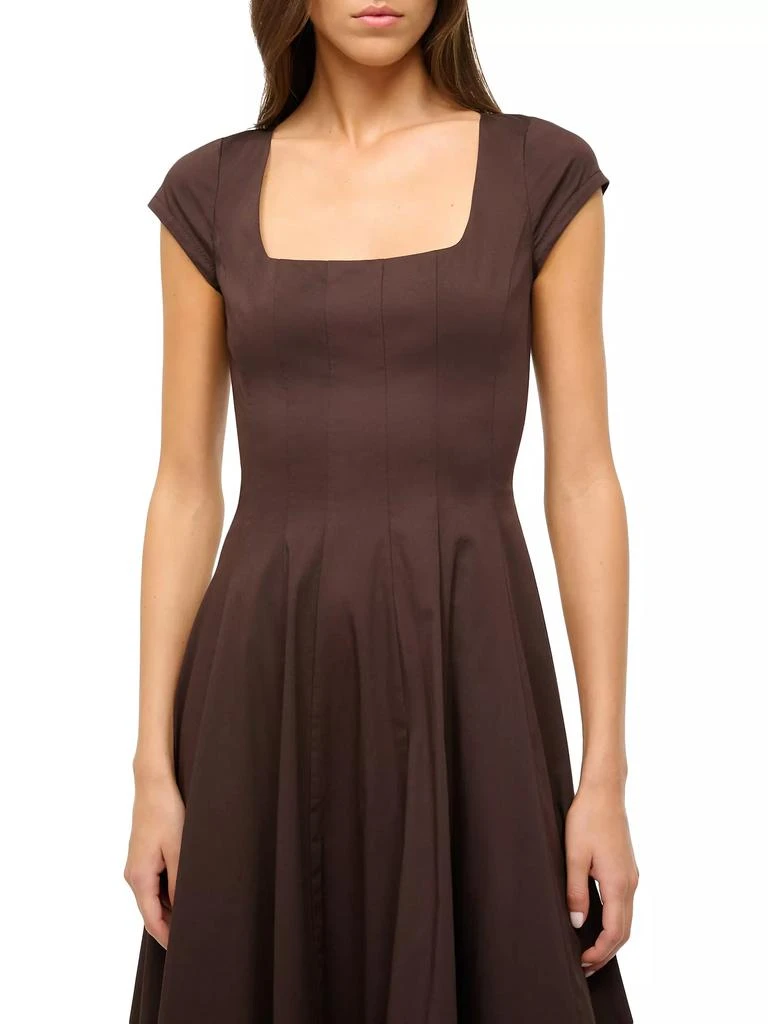 Staud Wells Stretch-Cotton Fit & Flare Midi-Dress 5