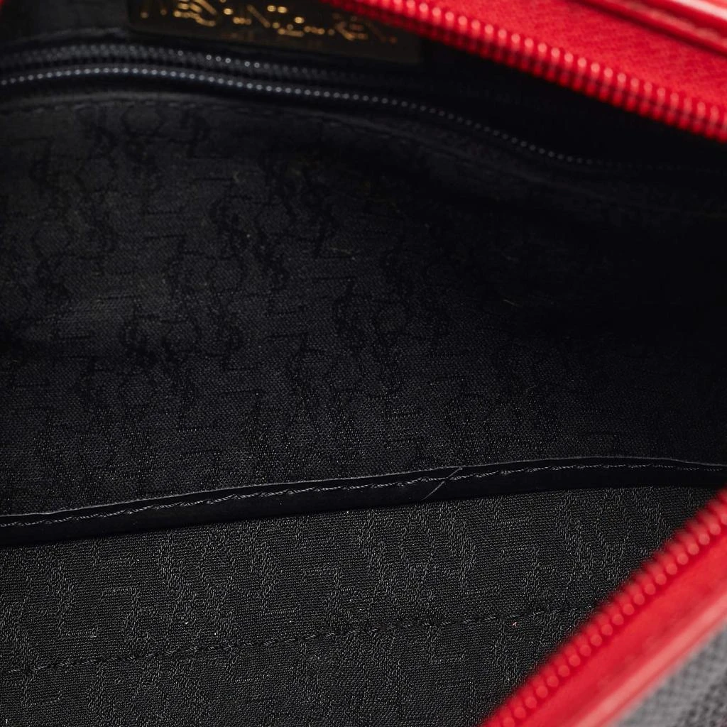 Yves Saint Laurent Yves Saint Laurent Grey/Red Coated Canvas and Leather Vintage Clutch 8