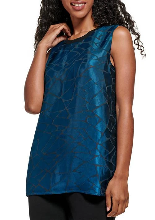 Calvin Klein Klein Womens Sleeveless Abstract Burnout Woven Top 1