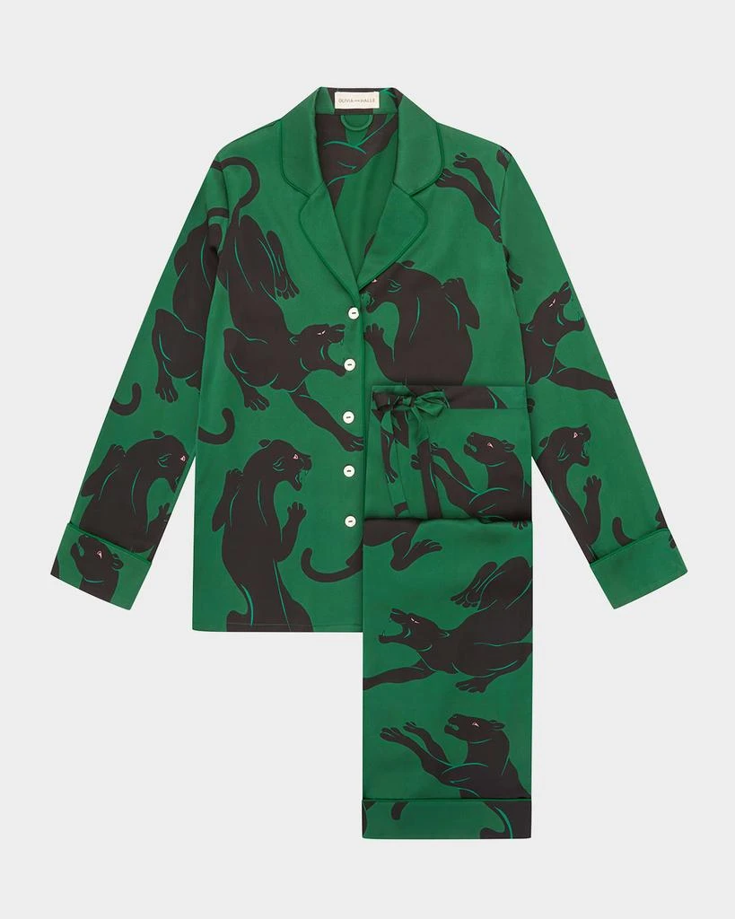 OLIVIA VON HALLE Lila Panther-Print Silk Pajama Set 1