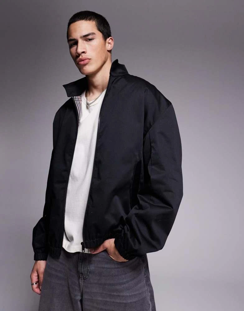 ASOS ASOS DESIGN oversized track jacket in black 1