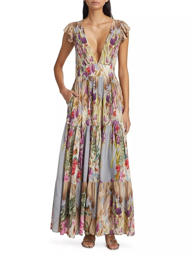 Carolina K Eterna Mila Plunge Floral Maxi Dress 3