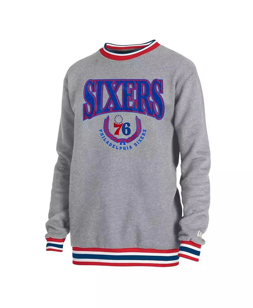 New Era Men's and Women's Gray Philadelphia 76Ers Vintage-Like Throwback Crew Sweatshirt 2
