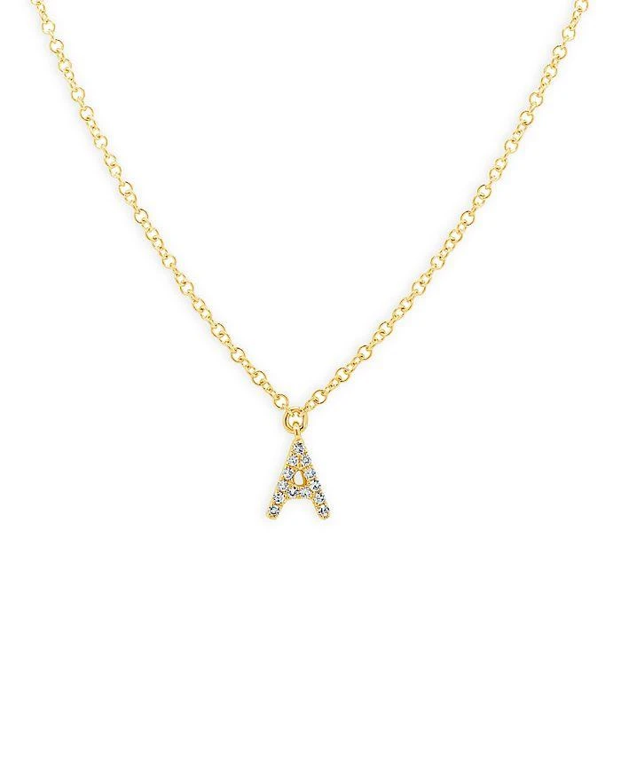 Moon & Meadow 14K Yellow Gold Diamond Initial Pendant Necklace, 18" - Exclusive 1