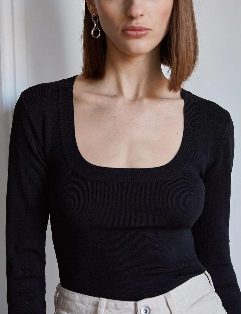 Pixie Market Black Scoop Neck Knit Top 4