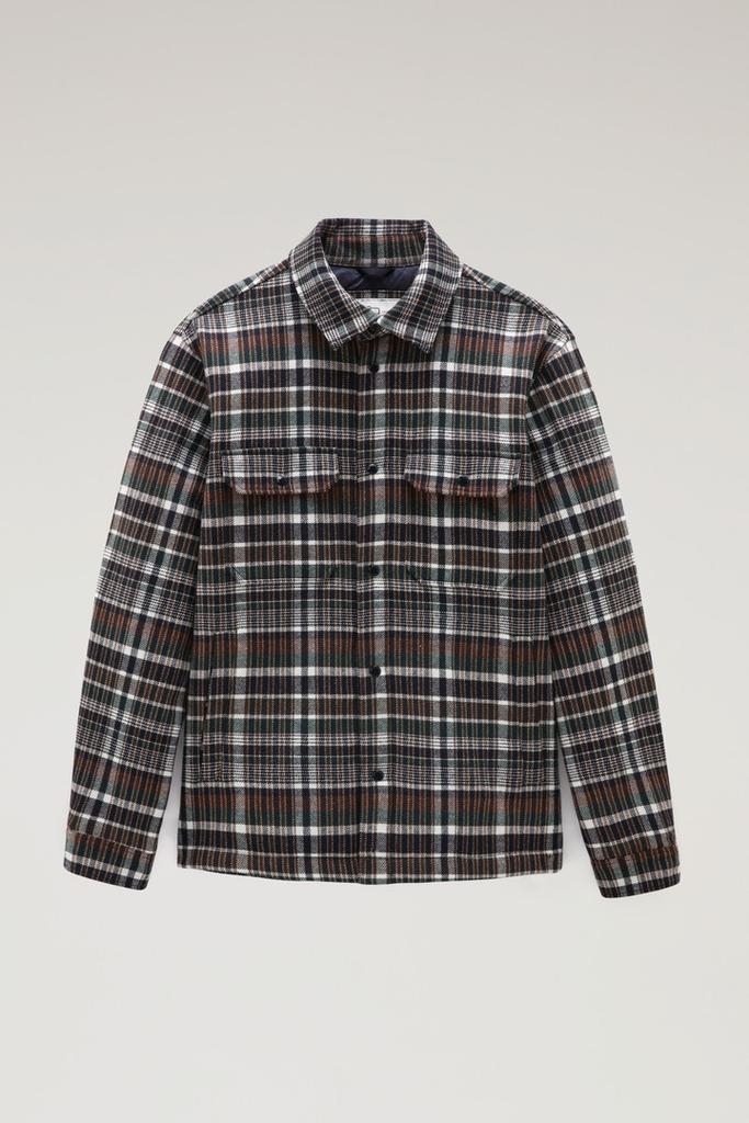 Woolrich Alaskan Padded Check Overshirt in Recycled Italian Wool Blend - Men - Red