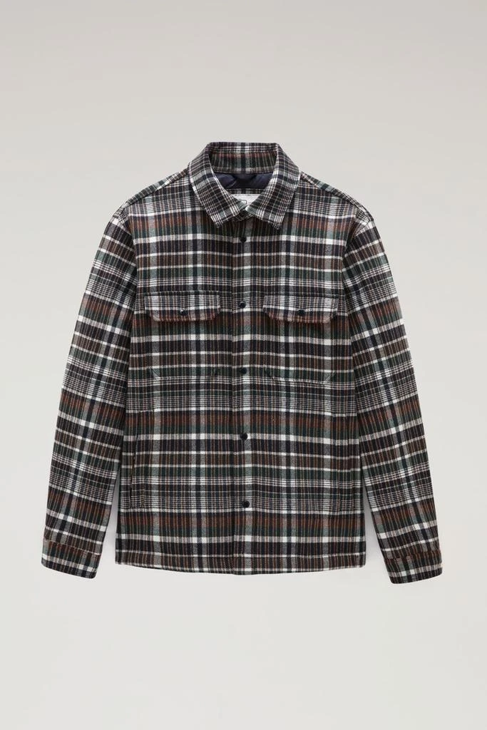 Woolrich Alaskan Padded Check Overshirt in Recycled Italian Wool Blend - Men - Red 1
