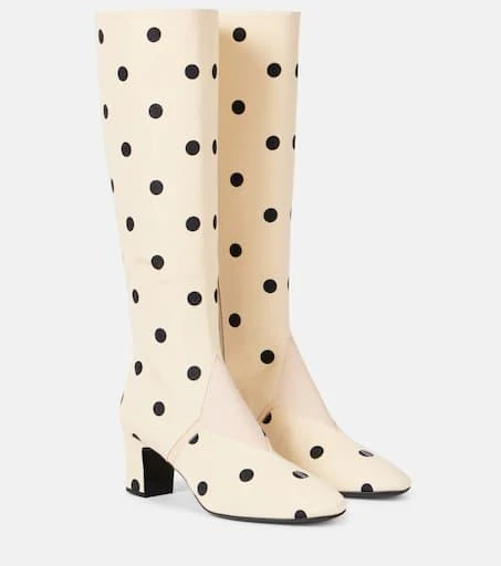 Valentino Equivoque 60 leather-trimmed knee-high boots 1