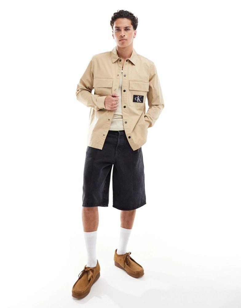 Calvin Klein Calvin Klein Jeans cargo overshirt in beige 2