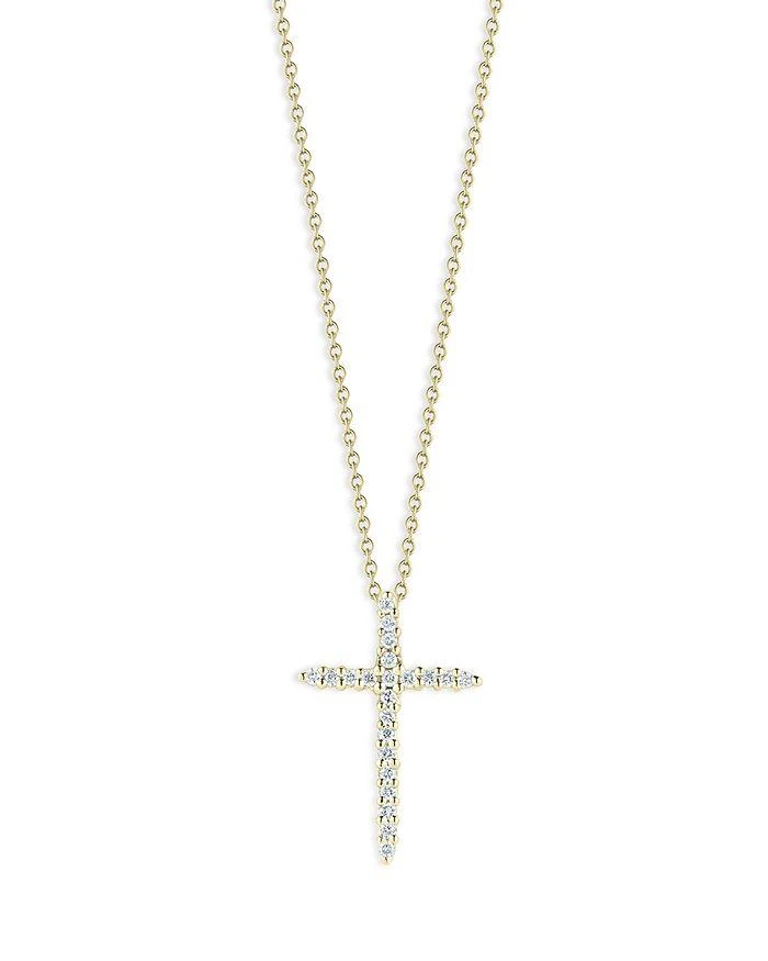 Roberto Coin 18K Yellow Gold Tiny Treasures Diamond North South Cross Pendant Necklace, 16-18" 1