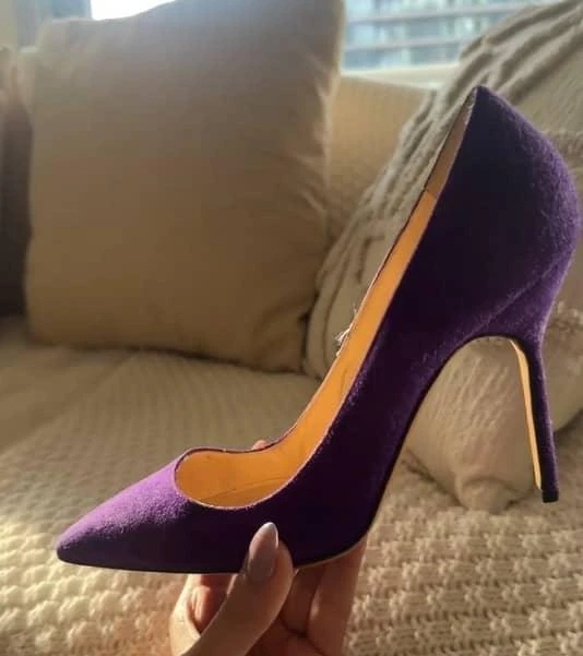 Manolo Blahnik Manolo Blahnik Purple Suede BB Pointed Toe Pumps Size 36 2