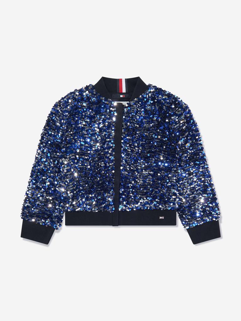 Tommy Hilfiger Tommy Hilfiger Girls Sequin Varsity Jacket in Blue