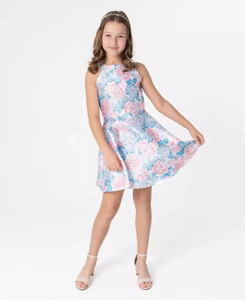 Rare Editions Big Girls Halter Floral Mikado Social Dress 5