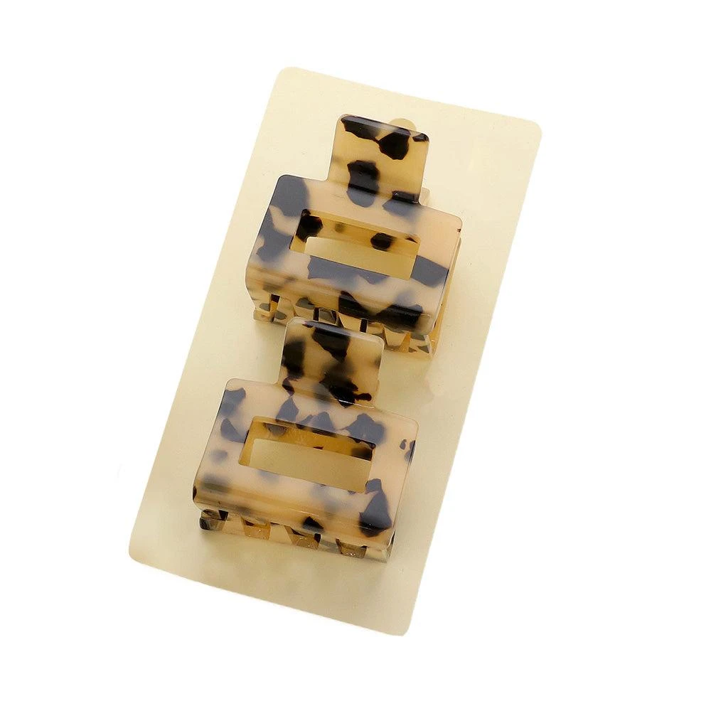FASHNZFAB 2PCS - Celluloid Acetate Small Square Hair Claw Clips 3