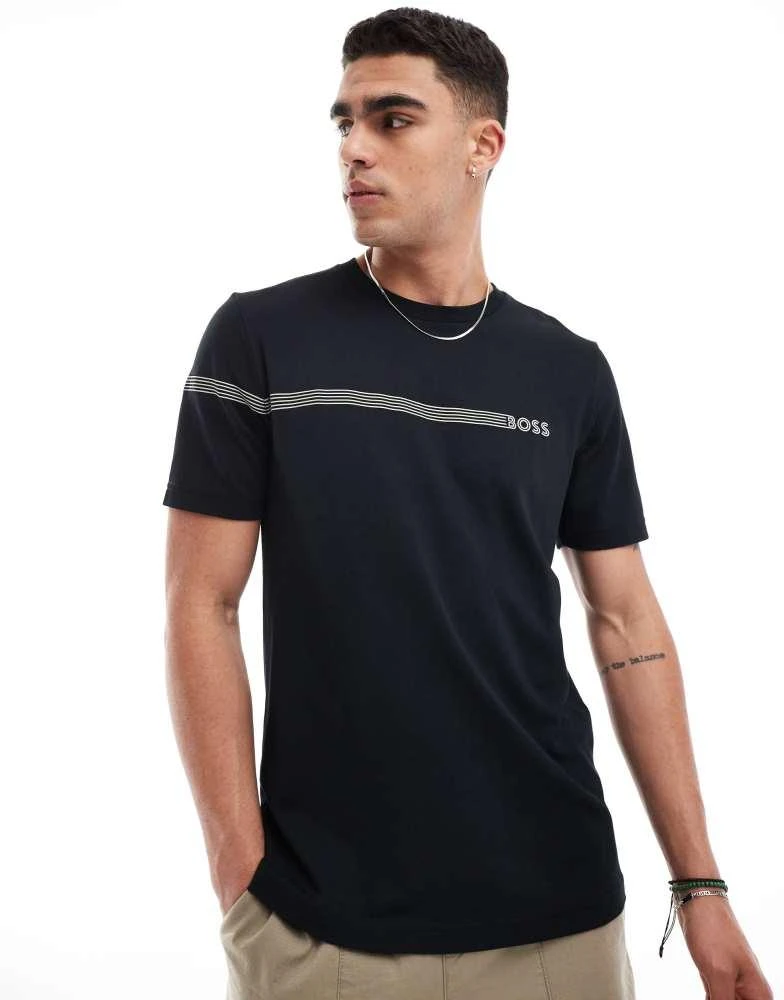 Hugo Boss BOSS GREEN tee 5 t-shirt in black with logo placement print 2