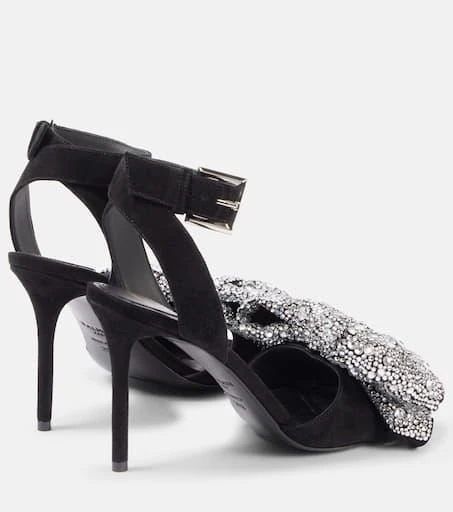 Balmain Ruby 95 embellished bow-detail suede pumps 2
