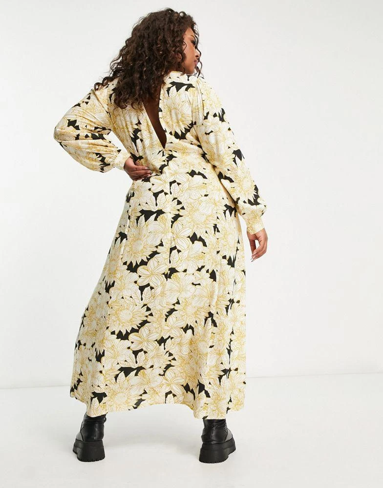 Vero Moda Curve Vero Moda Curve Aware maxi dress in yellow floral print 2